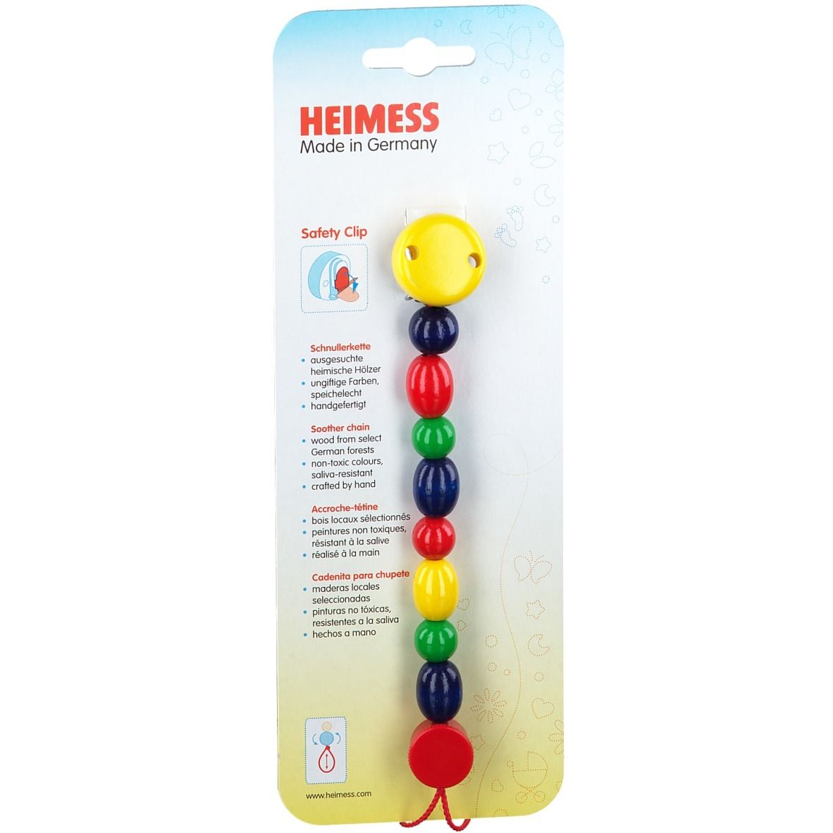 Heimess Accroche-tétine en bois multicolore