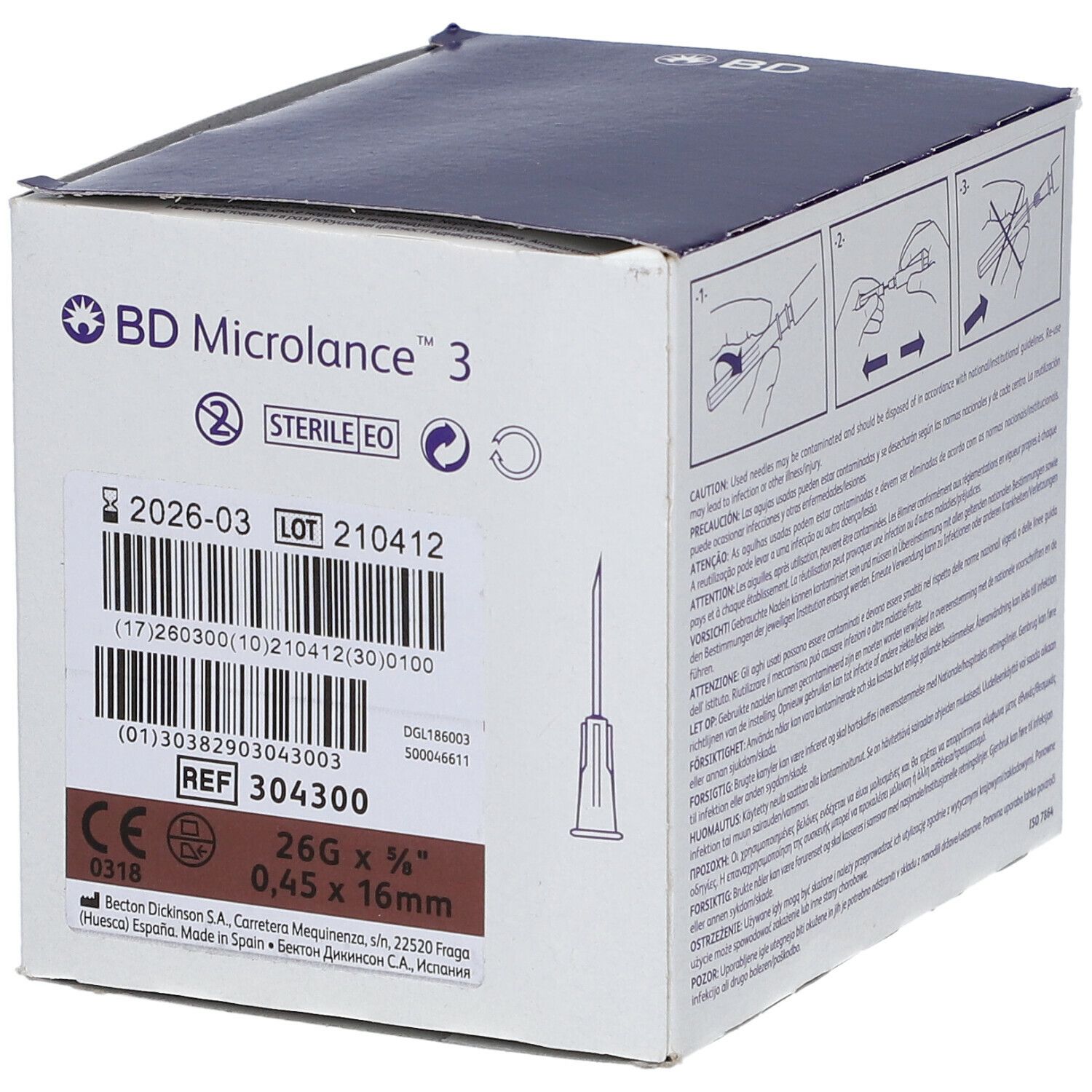 BD Microlance™ 3 Nadeln 26G 0,45 x 16mm braun
