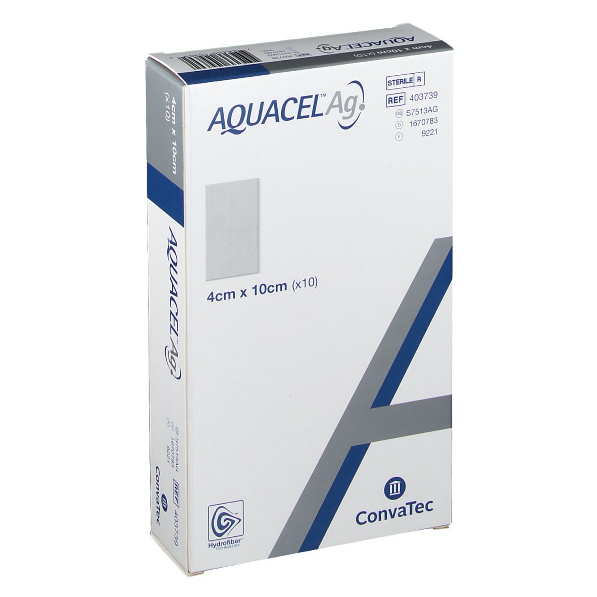 AQUACEL™ Ag Silberhaltiger Hydrofiber™ Verband steril 4 x 10 cm