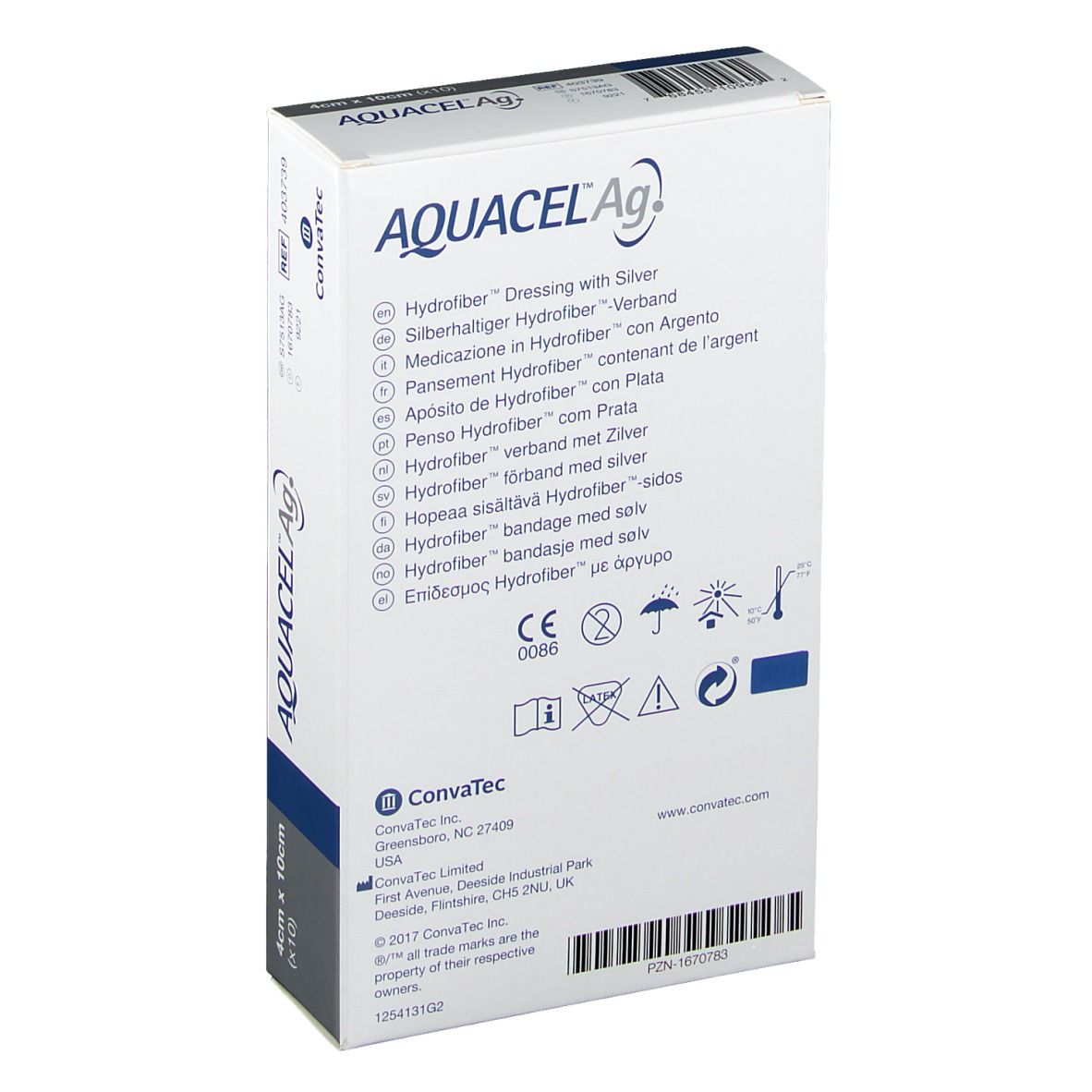 AQUACEL™ Ag Silberhaltiger Hydrofiber™ Verband steril 4 x 10 cm