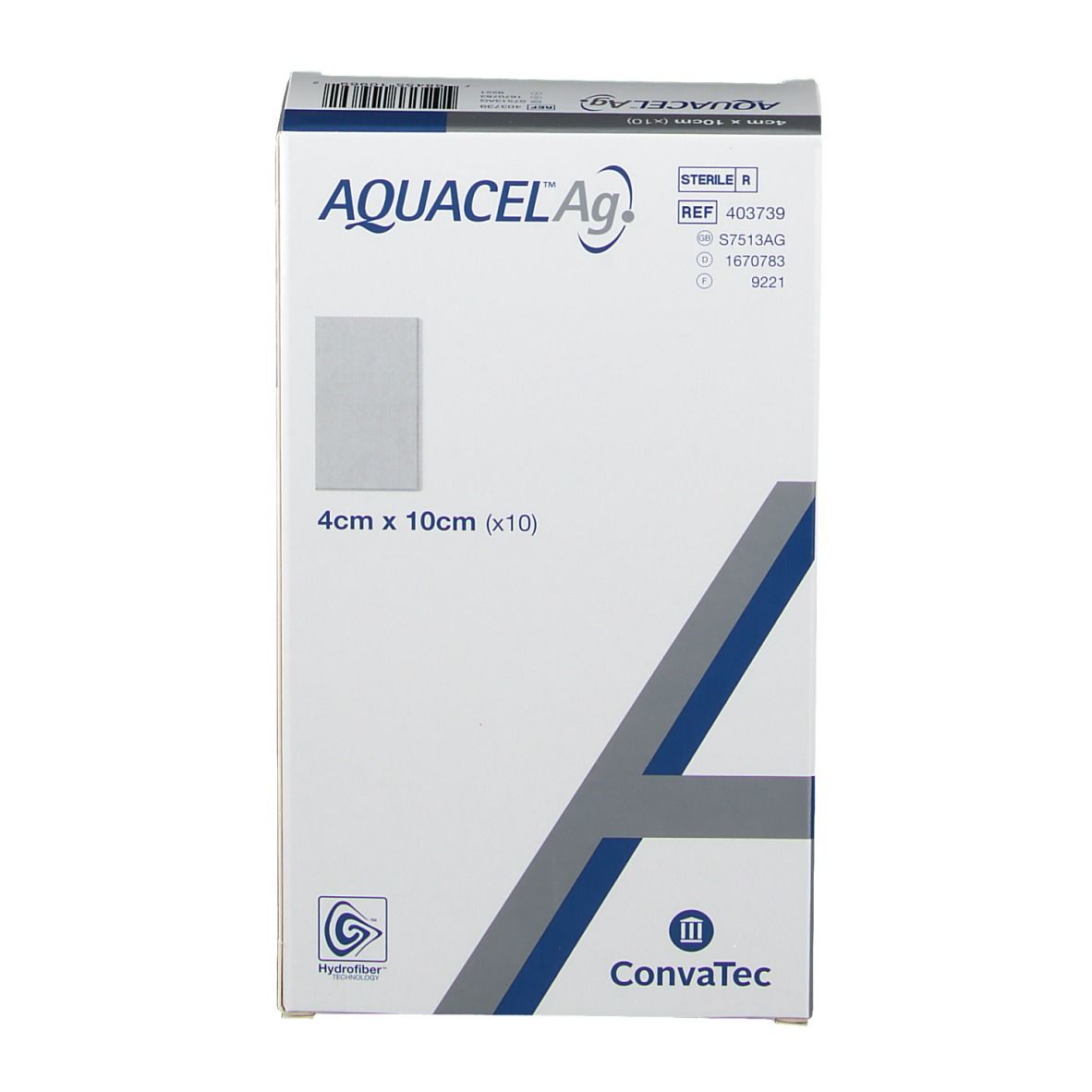AQUACEL™ Ag Silberhaltiger Hydrofiber™ Verband steril 4 x 10 cm