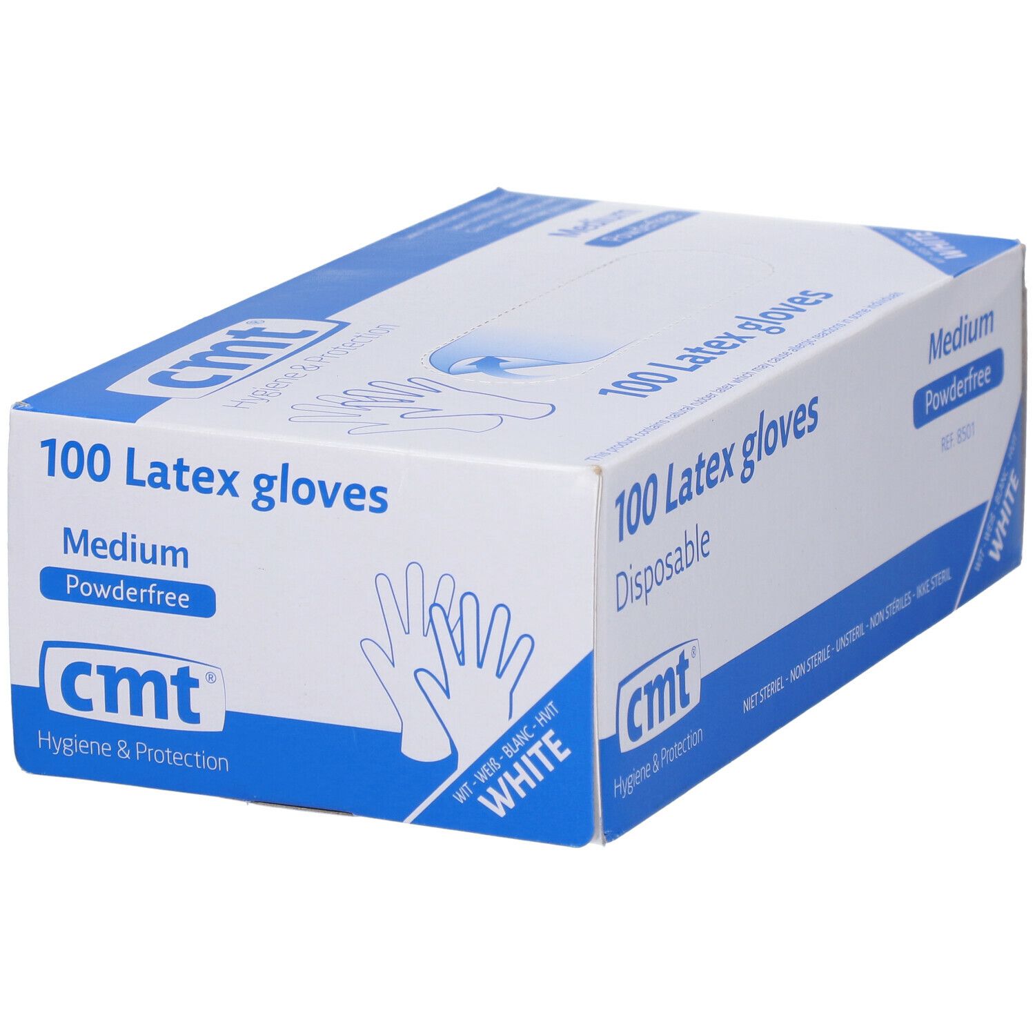 CMT® Gant latex Blanc sans poudre Medium