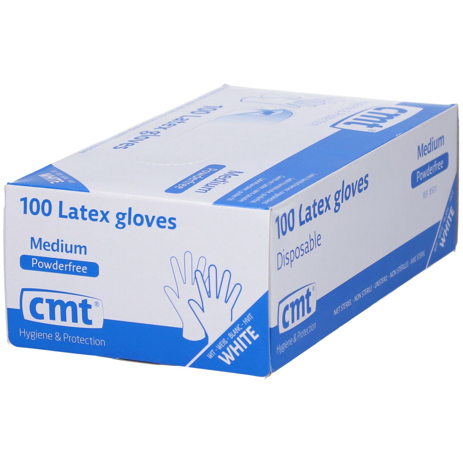 CMT® Gant latex Blanc sans poudre Medium