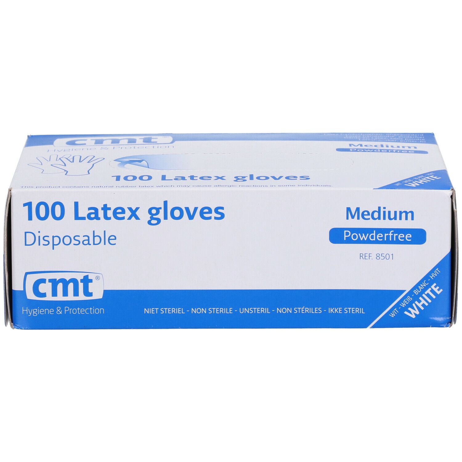 CMT® Gant latex Blanc sans poudre Medium