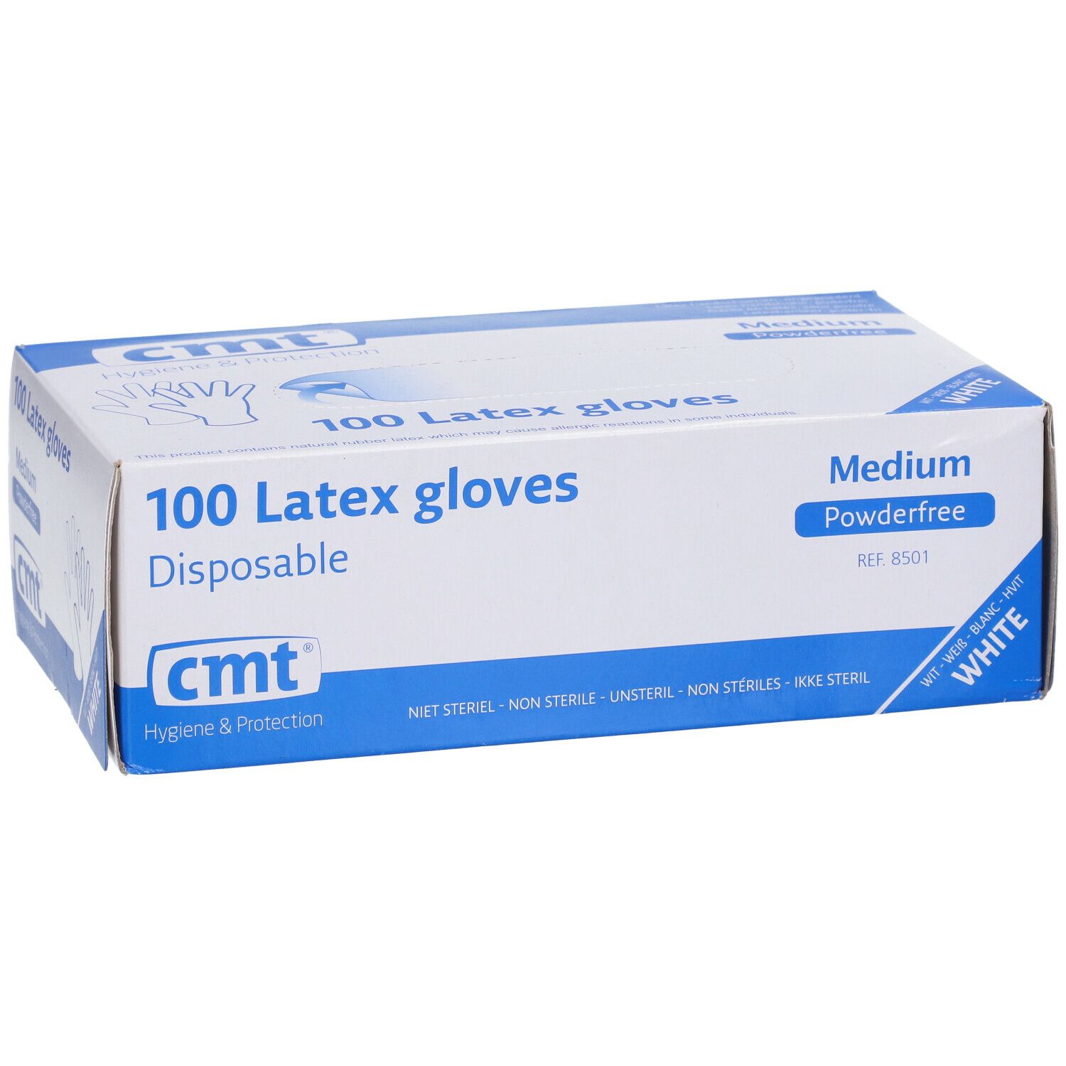 CMT® Gant latex Blanc sans poudre Medium