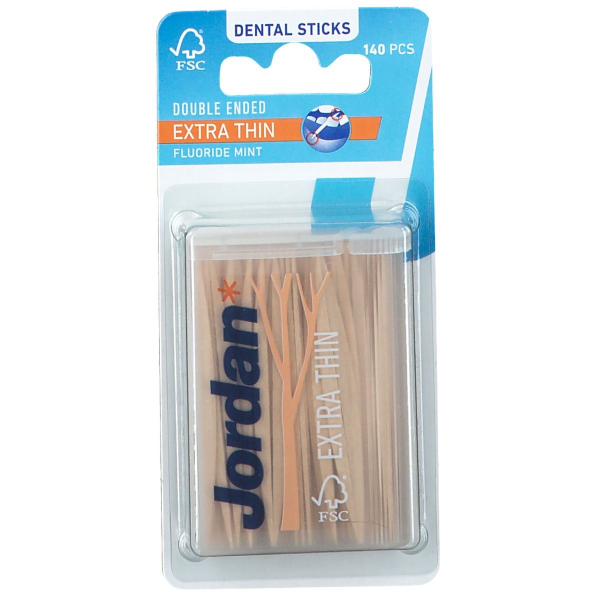 Jordan Extra Thin Dental Sticks mit Flourid Minze