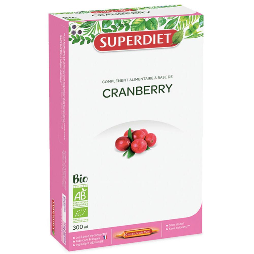 SUPERDIET Cranberry Bio - 20 ampoules de 10 ml