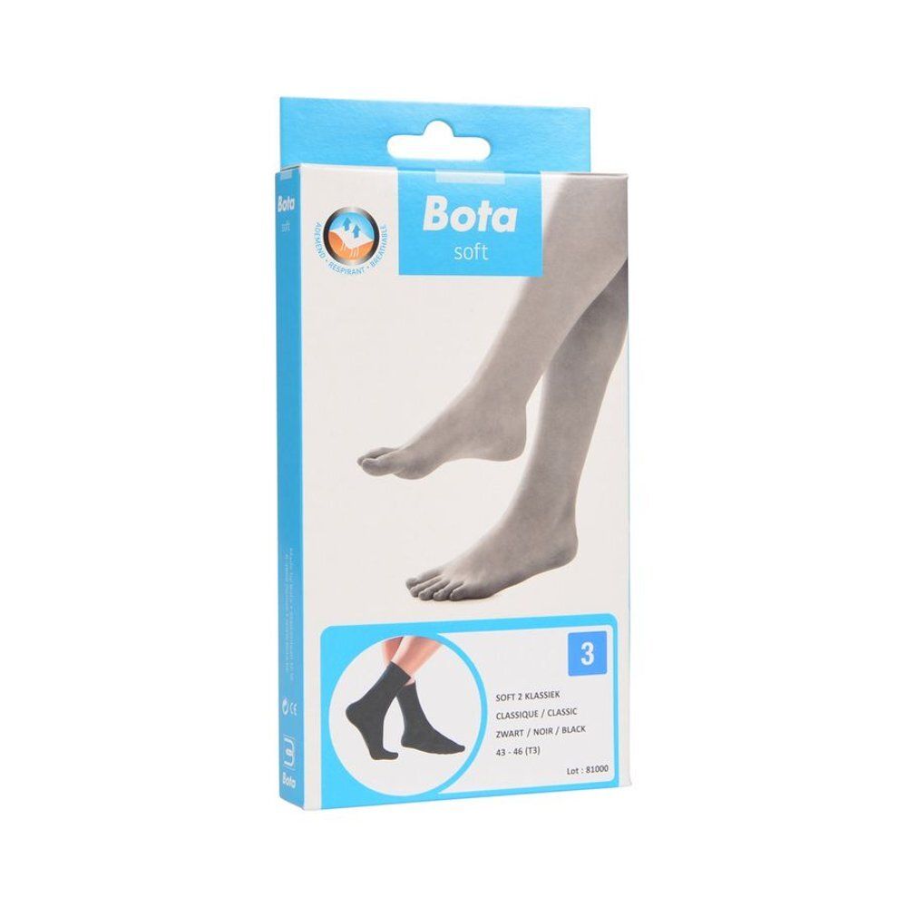Emballage des chaussettes Bota Soft 2 Classic. Image d'un pied avec des chaussettes.
