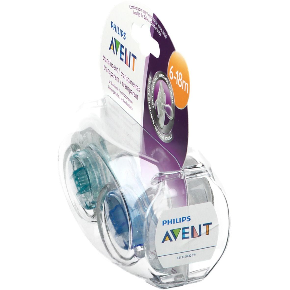 Avent Sucette classique transparent 6 - 18 m (Couleur non selectionable)