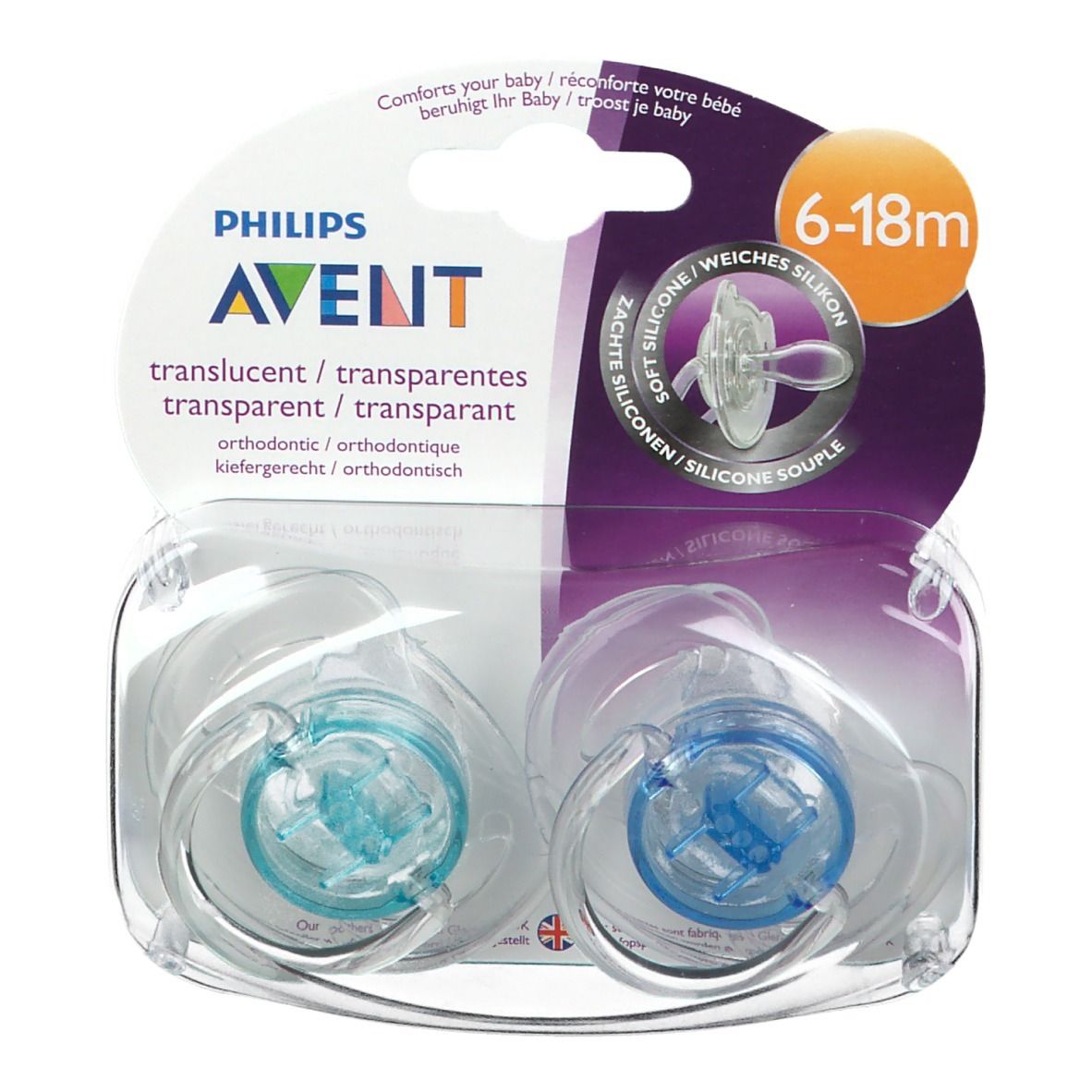 Avent Sucette classique transparent 6 - 18 m (Couleur non selectionable)