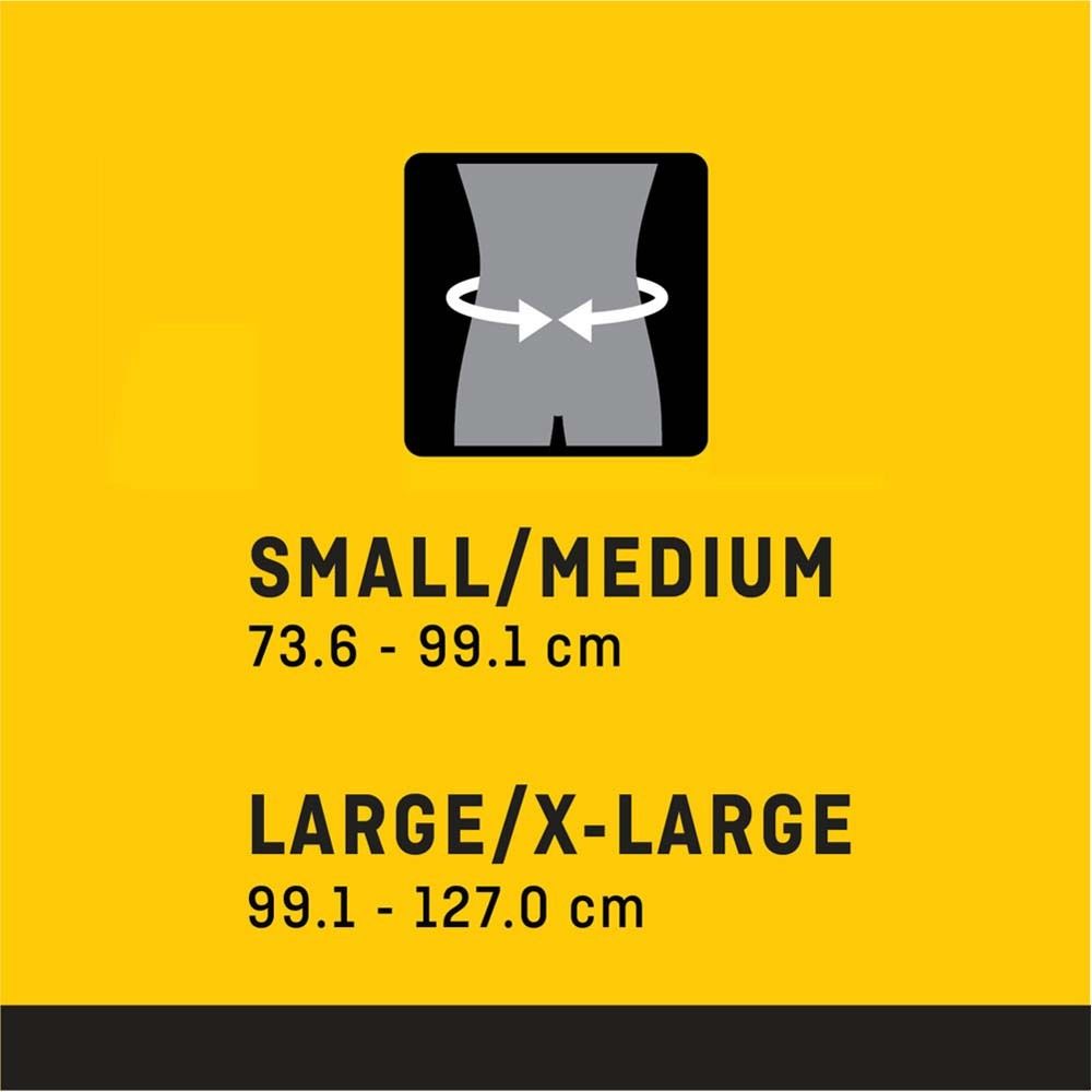 Rückenbandage, weiß-grau. L/XL-Größe. Produktverpackung mit Logo und Produktnamen.