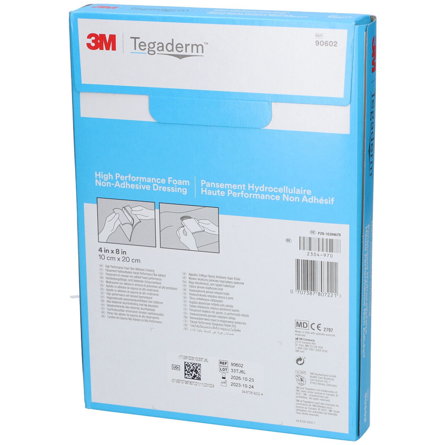 3M™ Tegaderm™ Foam Pansement Non Adhesive 10 x 20 cm