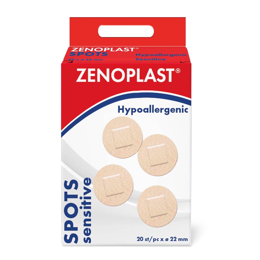 Boîte de pansements ZENOPLAST Spots Sensitive. 20 pièces de 22 mm. Hypoallergénique.
