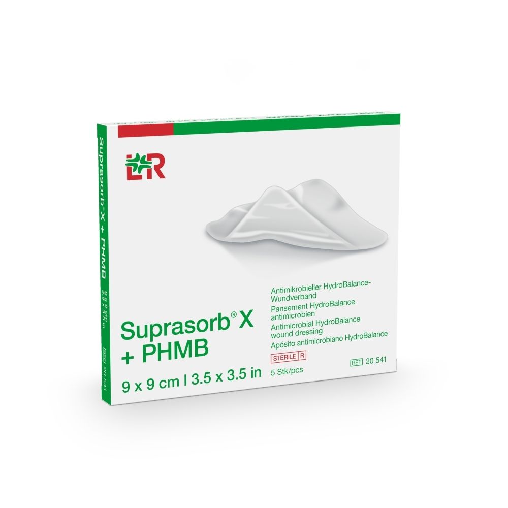 Suprasorb X + PHMB Wundverband, 9 x 9 cm, 5 Stück