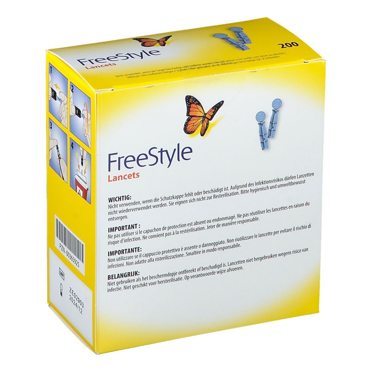 Abbott Freestyle Lancets Lancettes Stériles Calibre 28g 200 Pcs