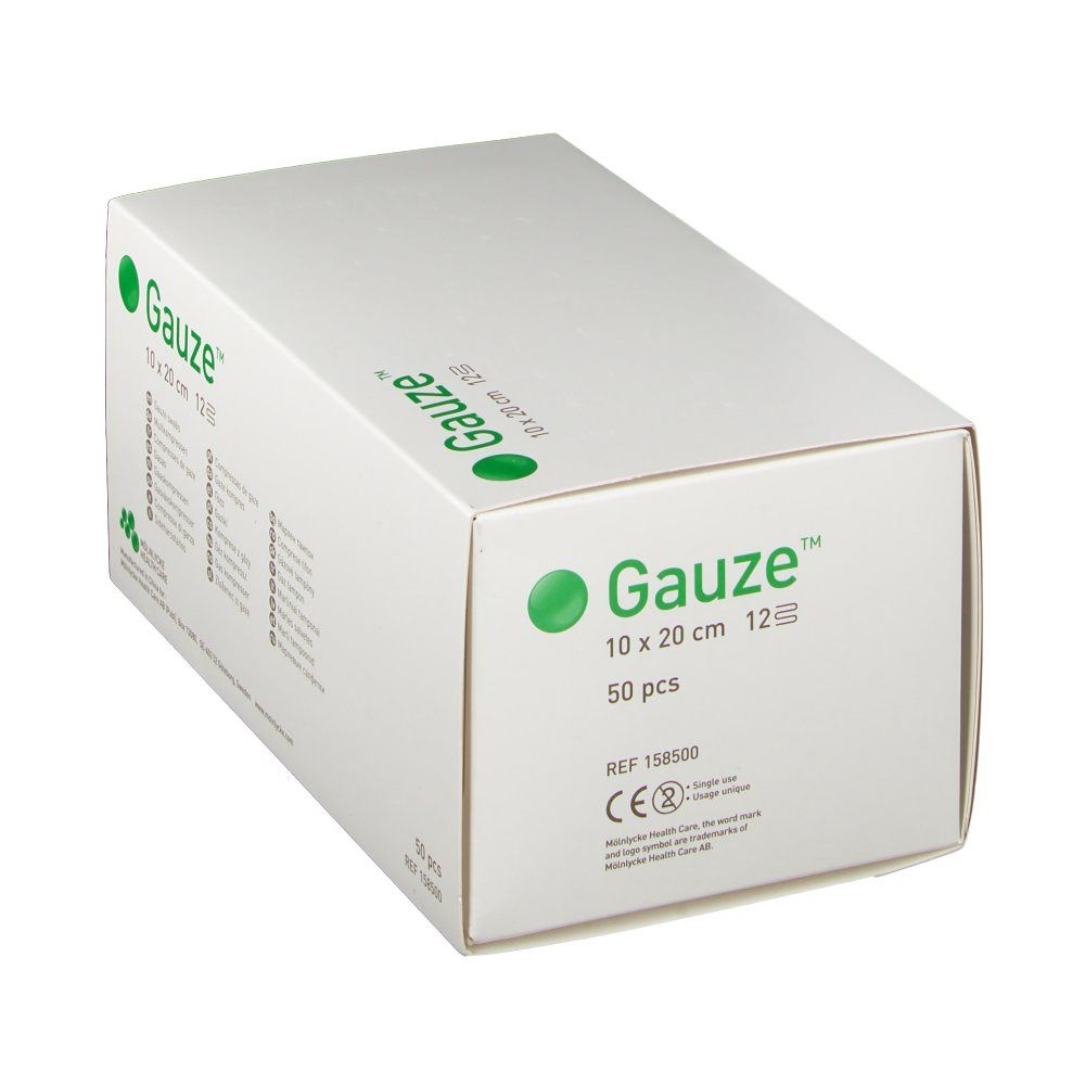 Molnlycke Gauze™ Unsterile Gaze nicht steril 12 Schichten 10 x 20 cm