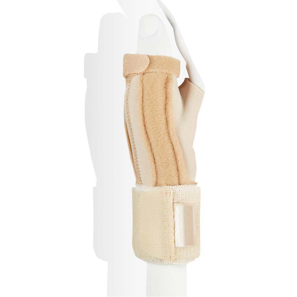 3M™ Futuro™ Daumenorthese S/M. Verpackung mit Produktabbildung und Text in Deutsch, Niederländisch, Französisch und Italienisch.