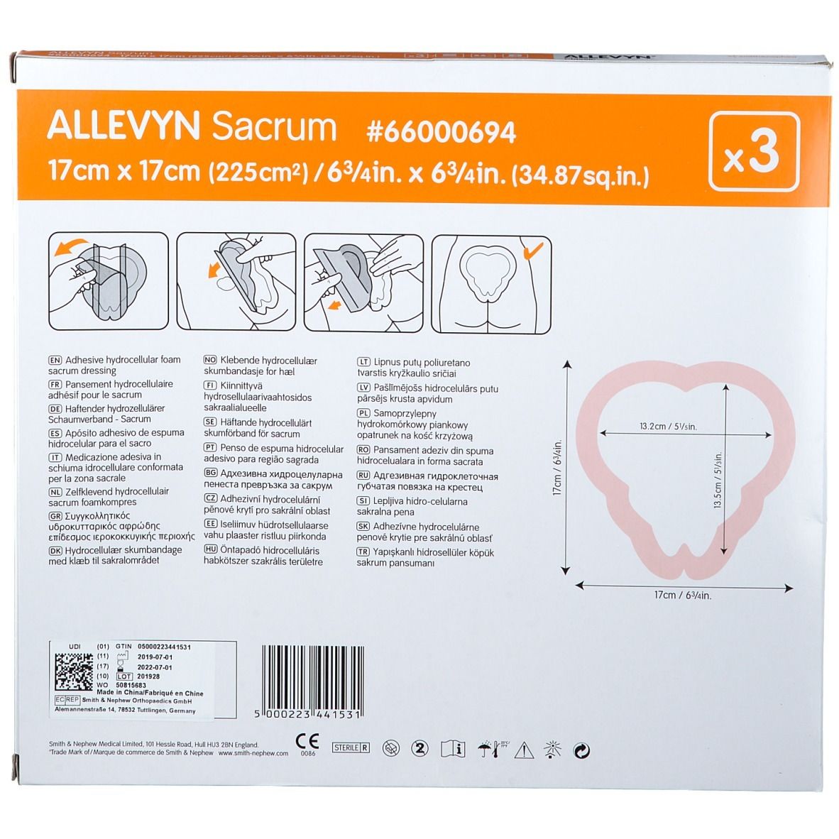 smith & nephew ALLEVYN SACRUM Wundverband 17 x 17 cm
