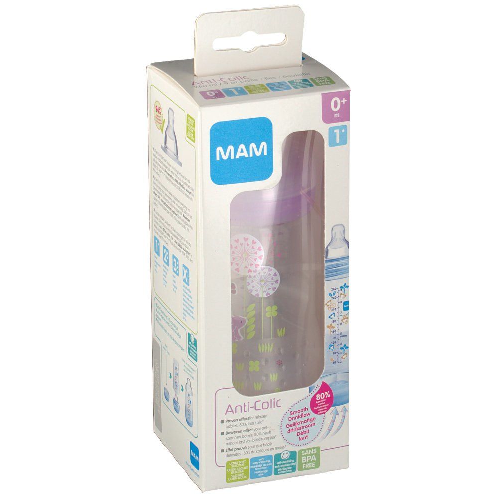 MAM Anti-Colic Flasche 260 ml mit Sauger ab 0 Monate