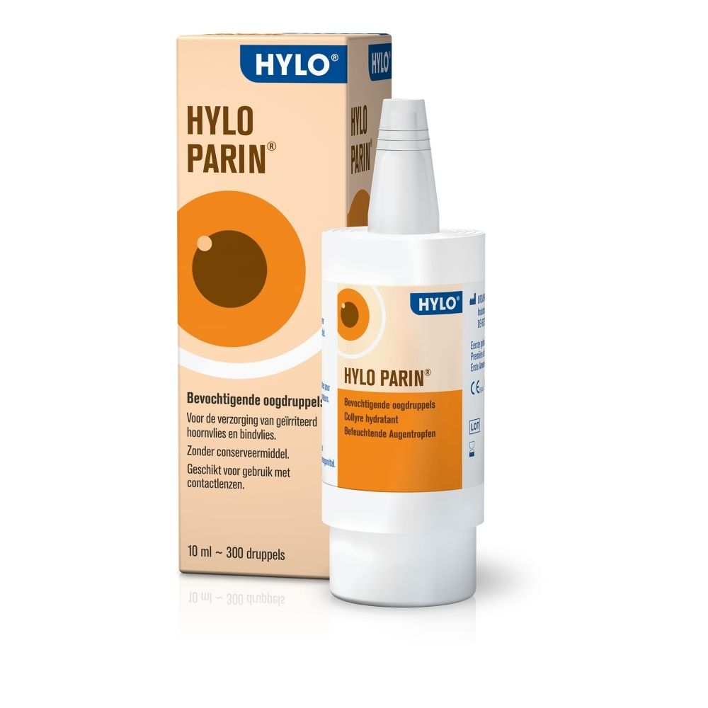 Flacon de collyre hydratant Hylo-Parin. 10ml. Solution stérile sans phosphates.