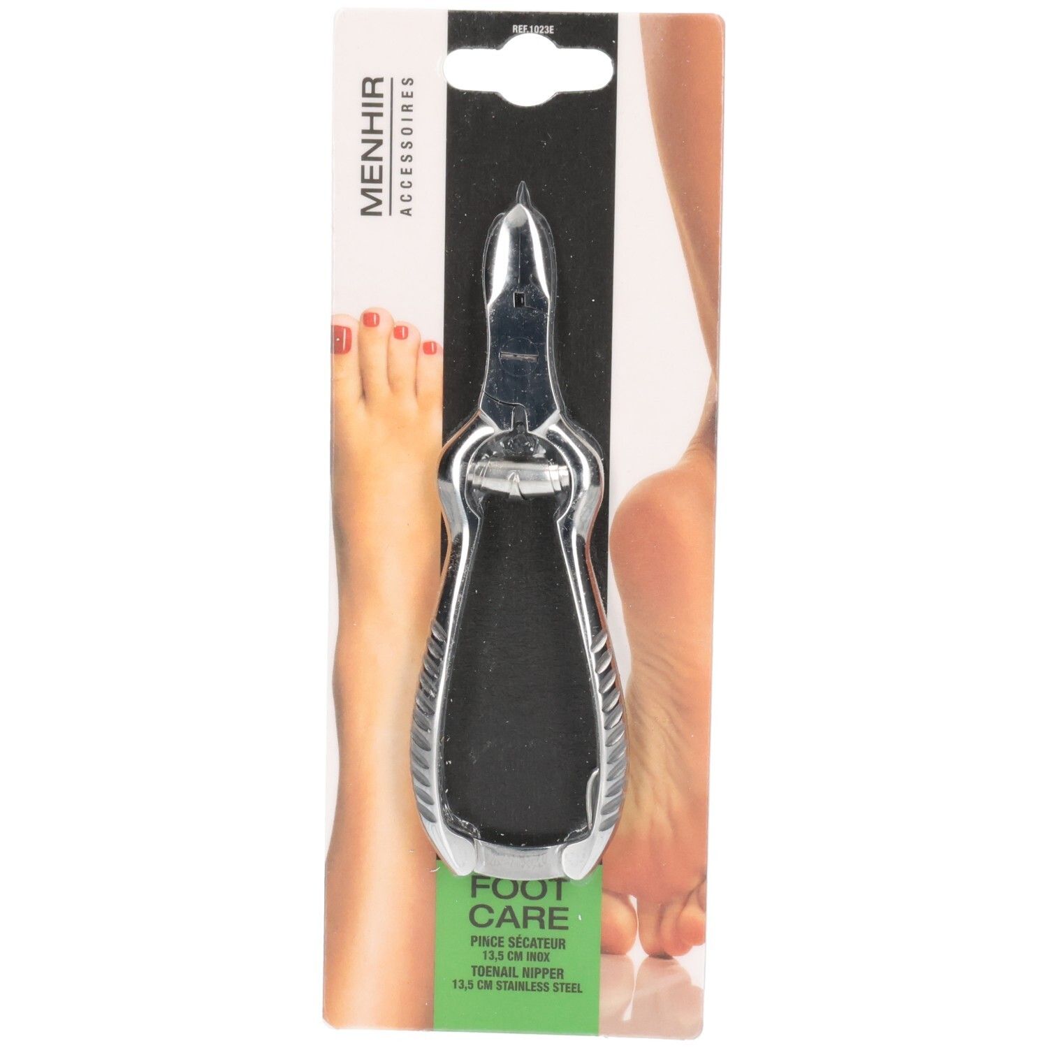 Nagelzange, rostfrei. Auf Blisterkarte. Menhir Accessoires. Fußpflege. 13,5 cm.