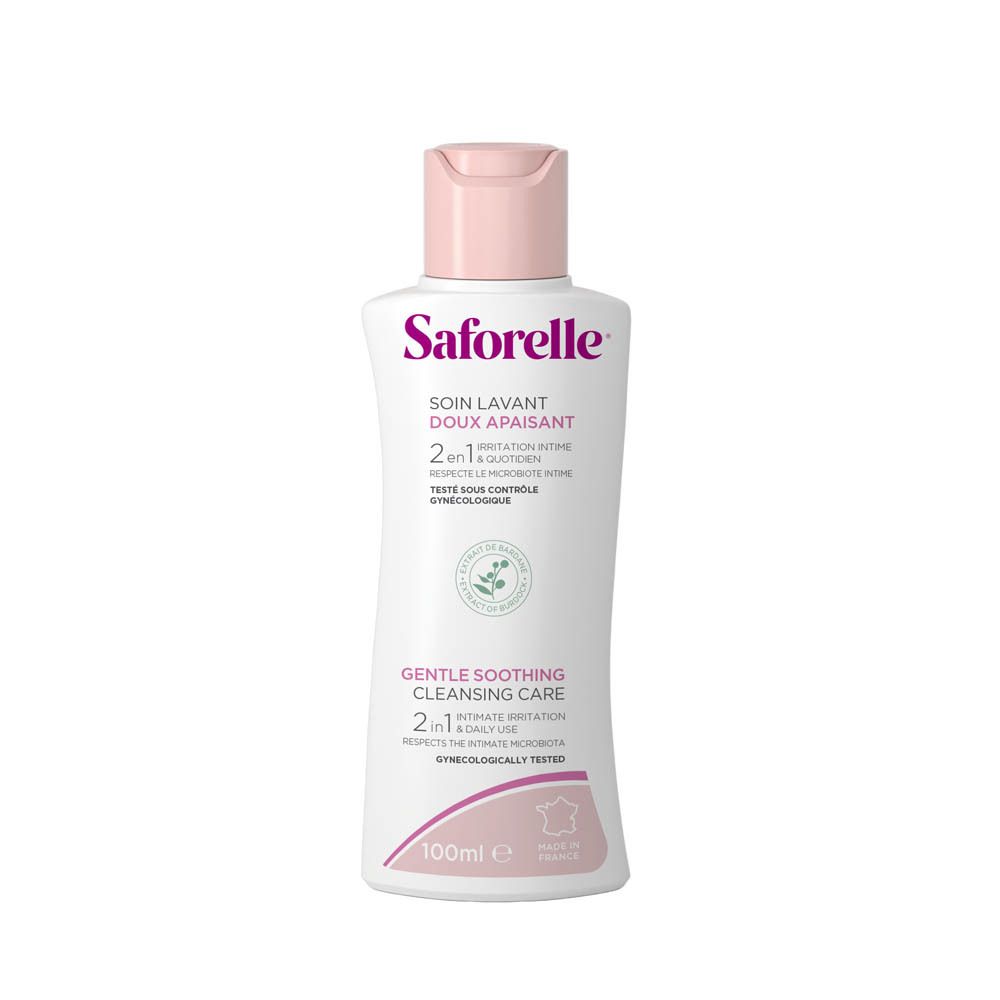 Saforelle Solution Lavante avec emballage. Flacon de 100ml et boîte.