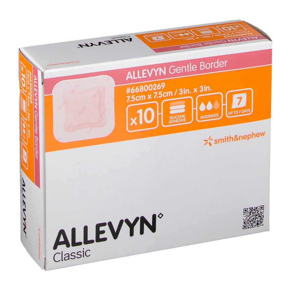 smith & nephew ALLEVYN Gentle Border Schaumverband 7,5 x 7,5 cm