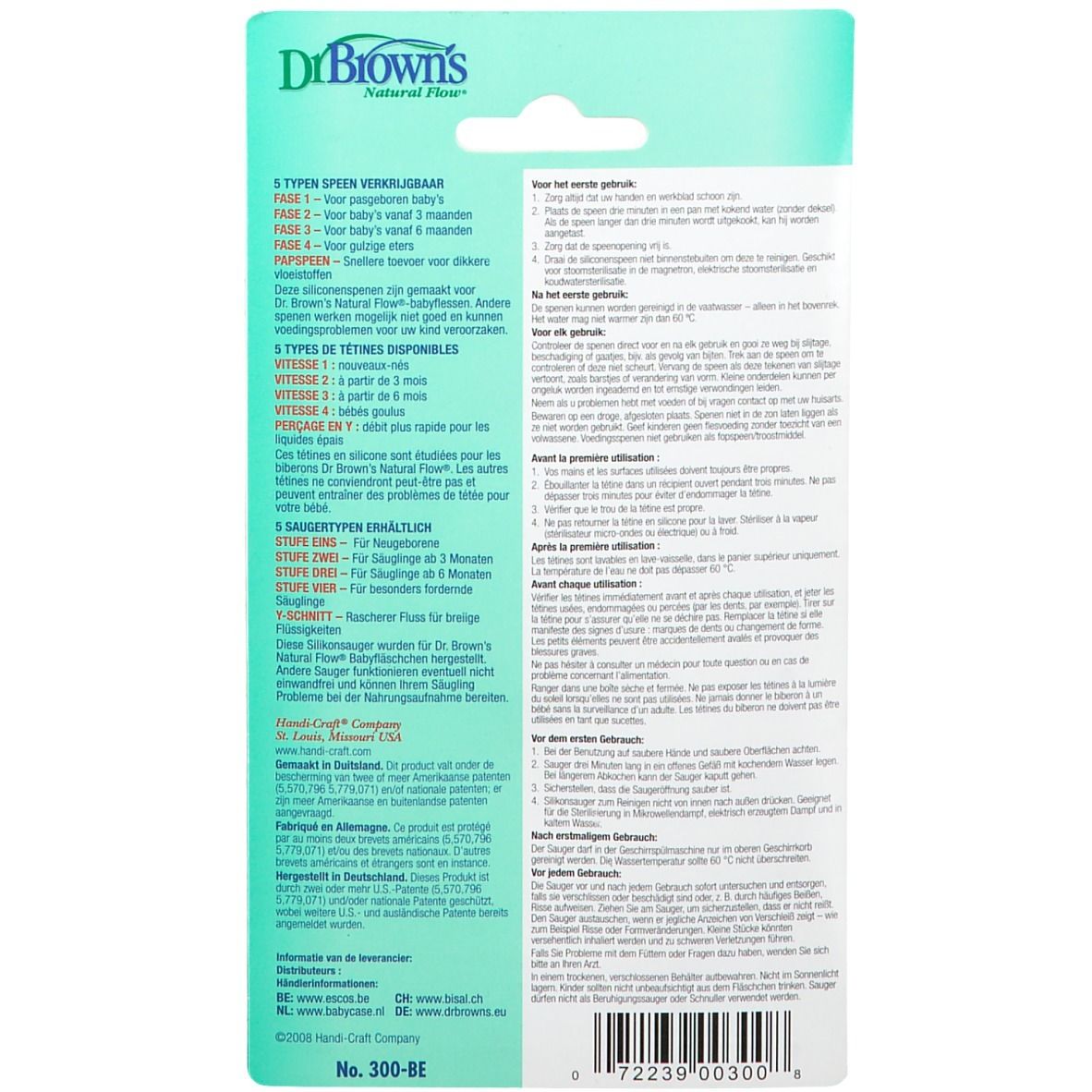 Dr Brown Tetine 1 Age Pour Biberon Verre