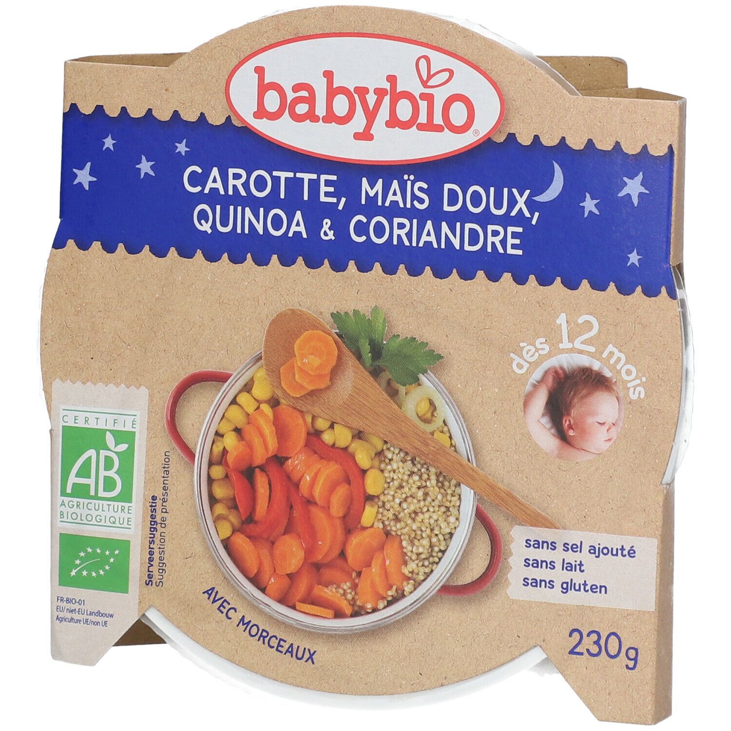 Babybio - Carottes françaises, maïs doux & quinoa - A partir de 12 mois - Bio