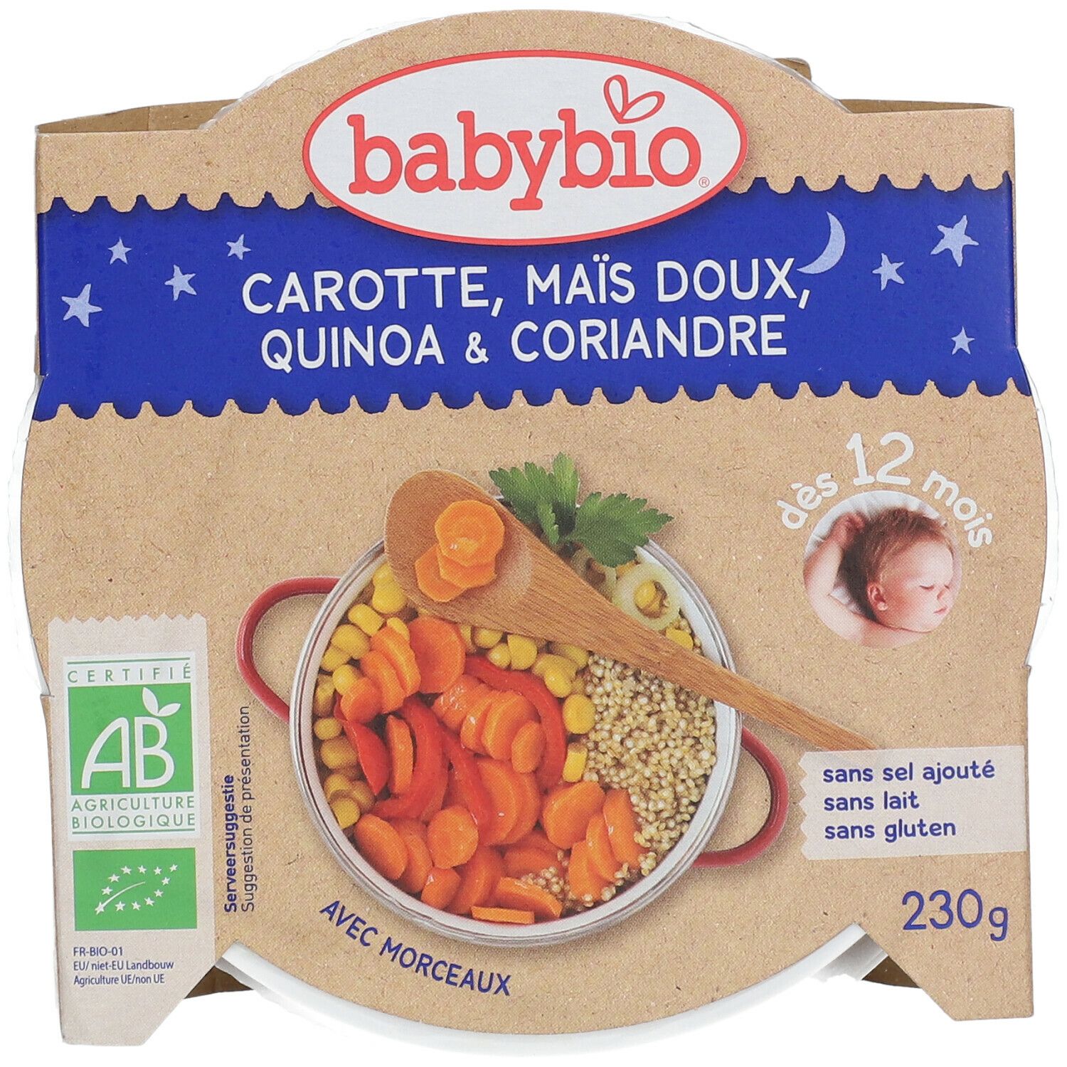 Babybio - Carottes françaises, maïs doux & quinoa - A partir de 12 mois - Bio