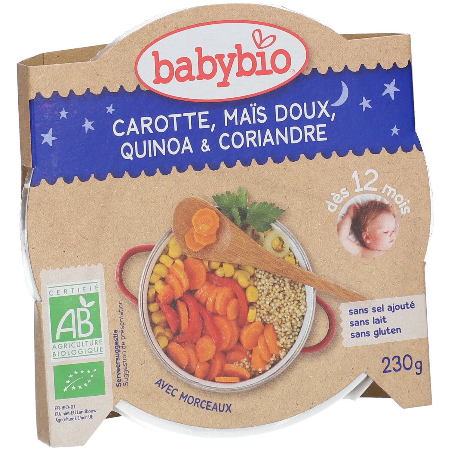 Babybio - Carottes françaises, maïs doux & quinoa - A partir de 12 mois - Bio