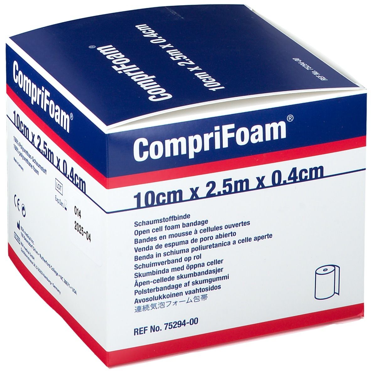 CompriFoam® Schaumstoffbinde 10 cm x 2,5 m x 0,4 cm