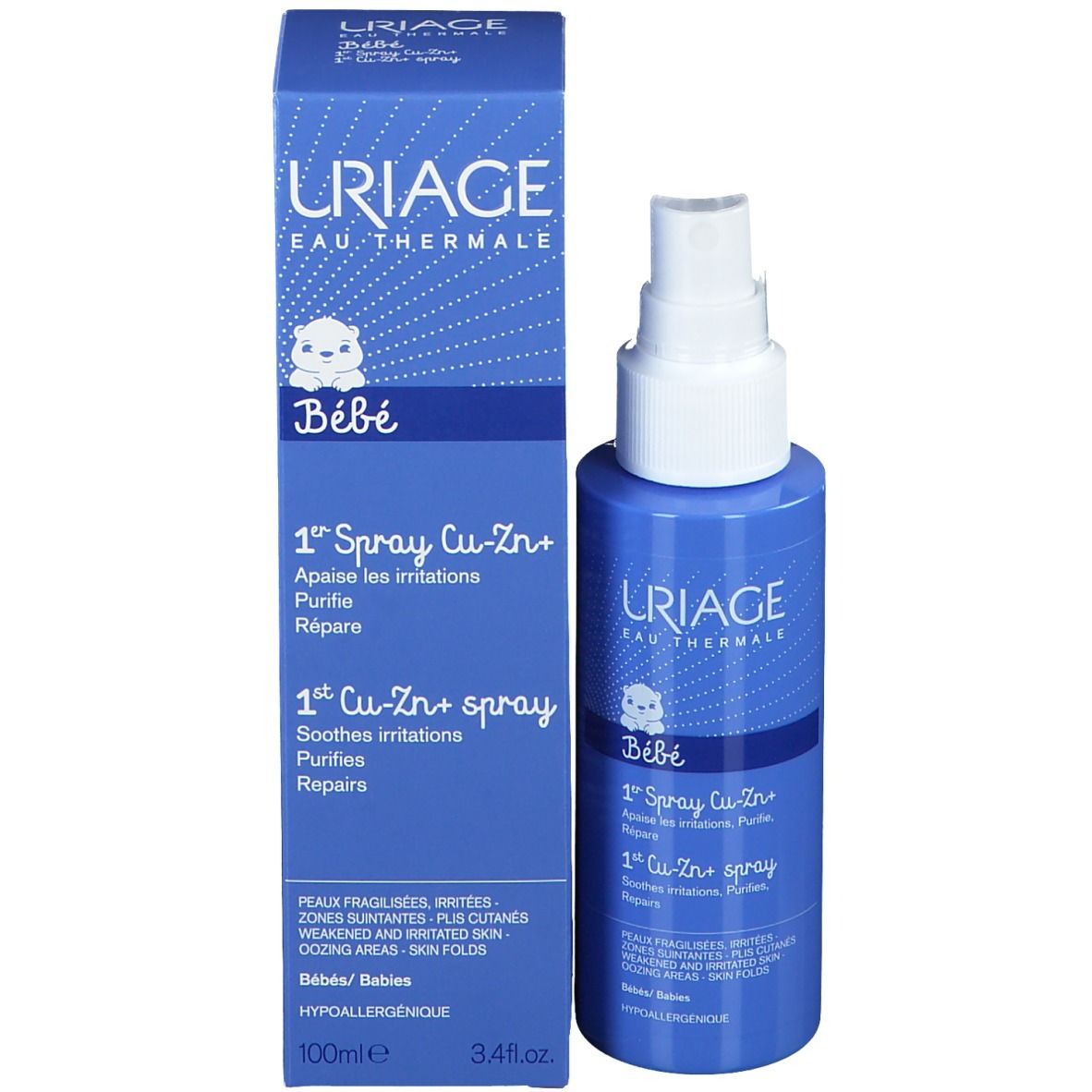 Uriage Bebe 1st Drying Repairing Spray With Organic Edelweiss And Cu-Zn+  100ml