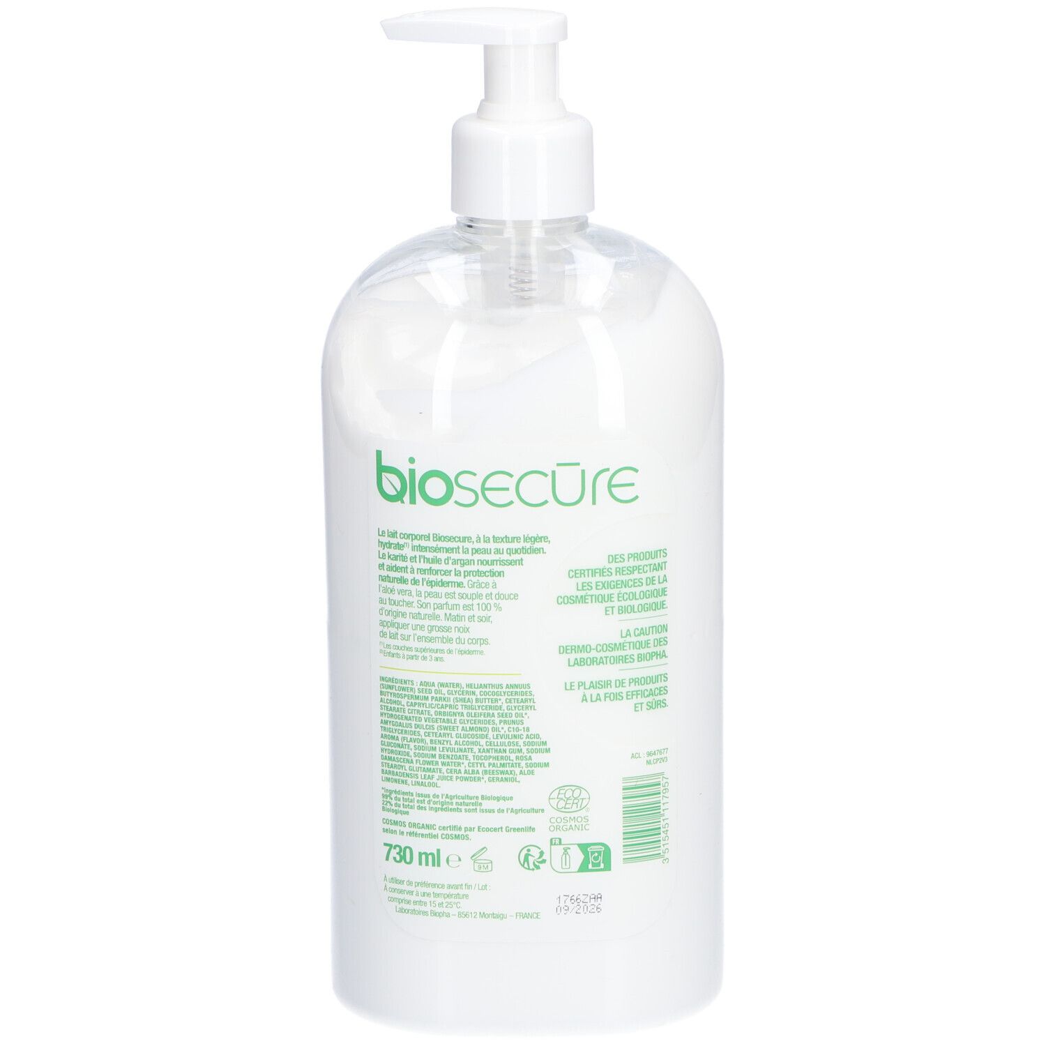 bio Secure lait corporel hydratant à l'Aloé vera & au karité