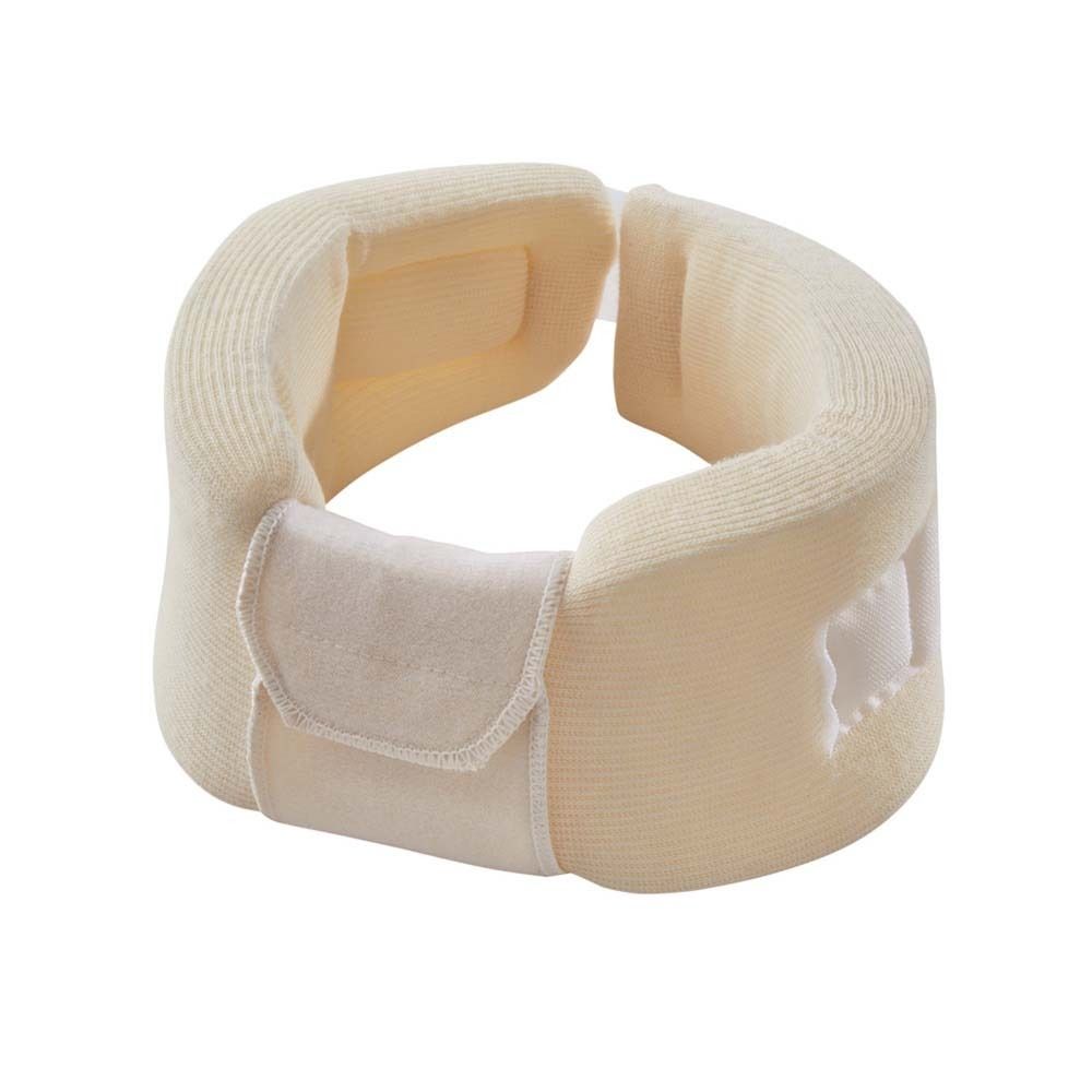 Verpackung. Halskrause, beige. 3M™ Futuro™ Halskrause. Mann trägt sie.