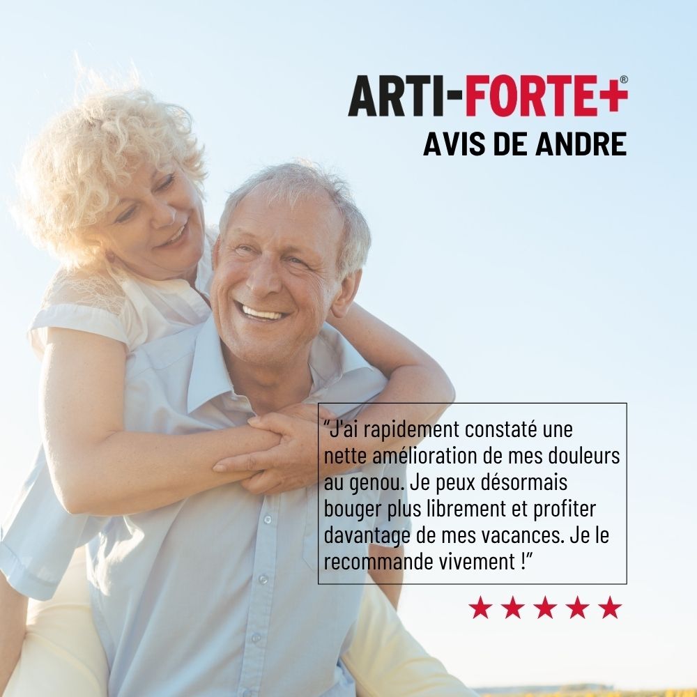 Emballage Arti-Forte+ soulignant les avantages pour des articulations souples et la haute qualité.