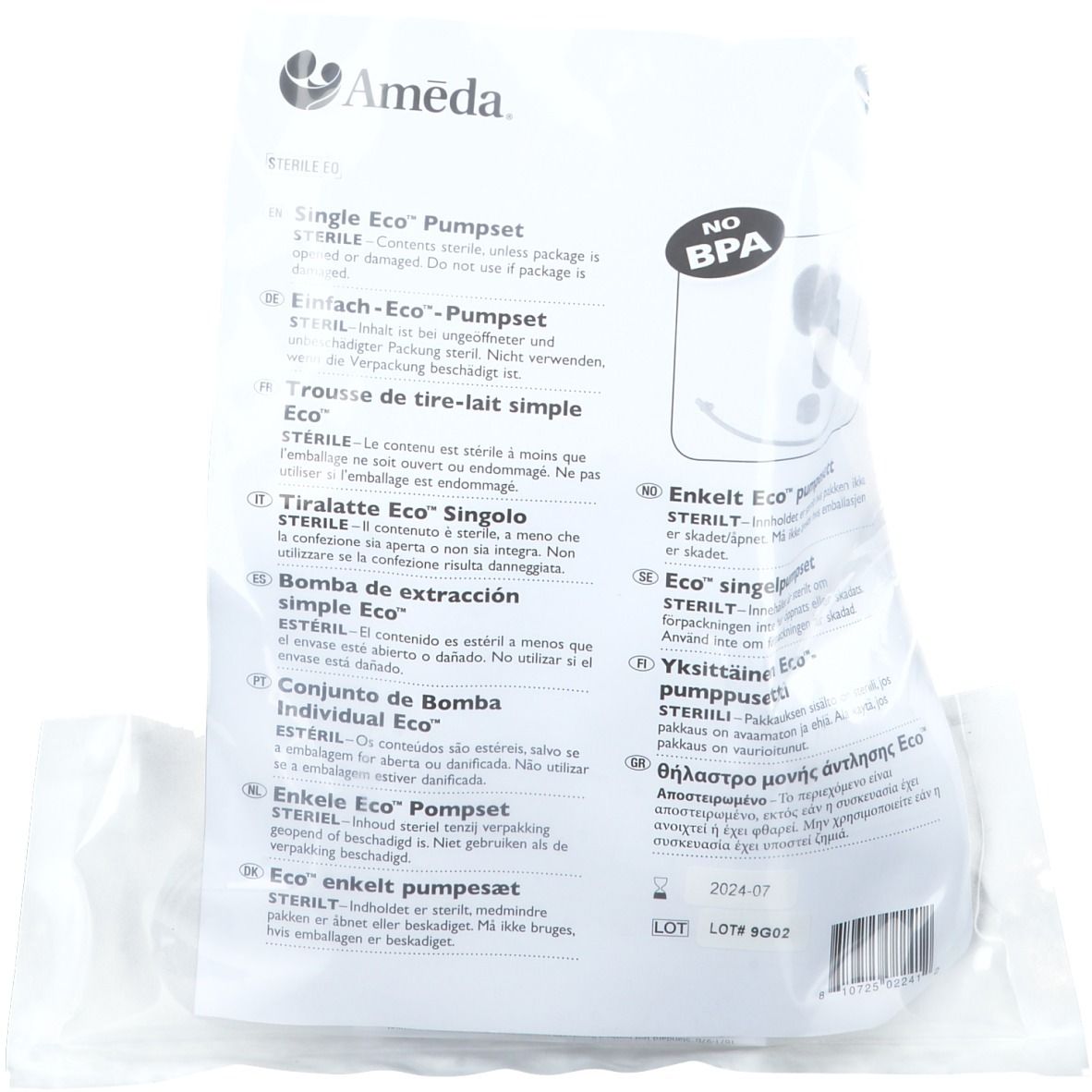 Ameda® Trousse de tire-lait simple Eco™ Stérile