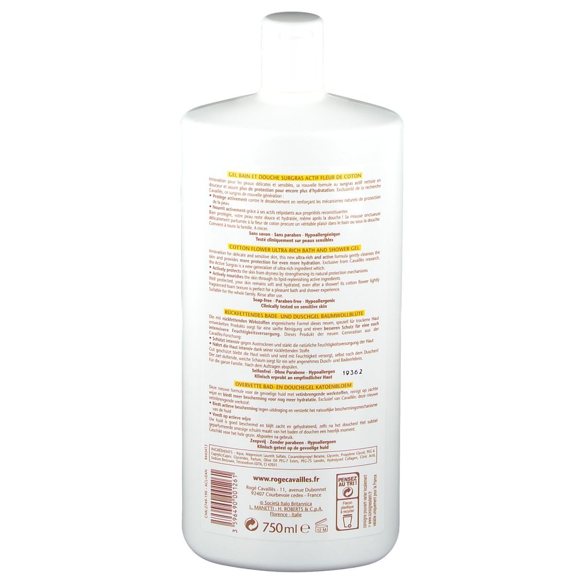 Roge Cavailles Gel Surgras Bain-Douche Coton