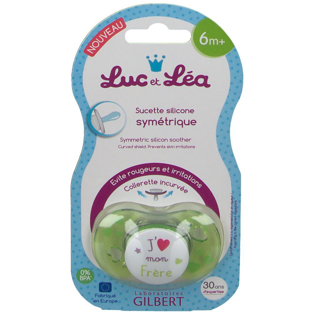 Luc & Lea Fopspeen Symmetrisch J'aime mon FrÃ¨re 6Maanden+