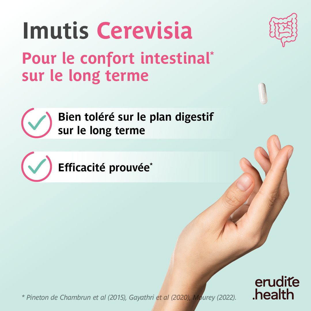 Boîte Imutis Cerevisia, Saccharomyces cerevisiae, 90 gélules, Trenker, pour la fonction intestinale.