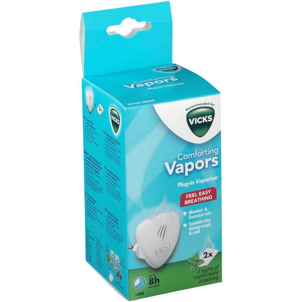 VICKS Comforting Vapors Menthol & Ätherische Öle Duftstecker mit Nachlicht