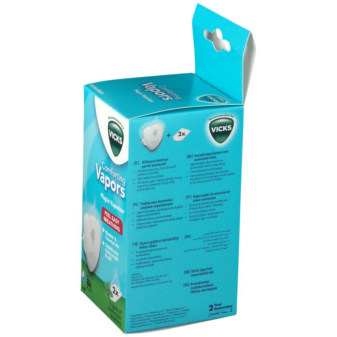 VICKS Comforting Vapors Menthol & Ätherische Öle Duftstecker mit Nachlicht