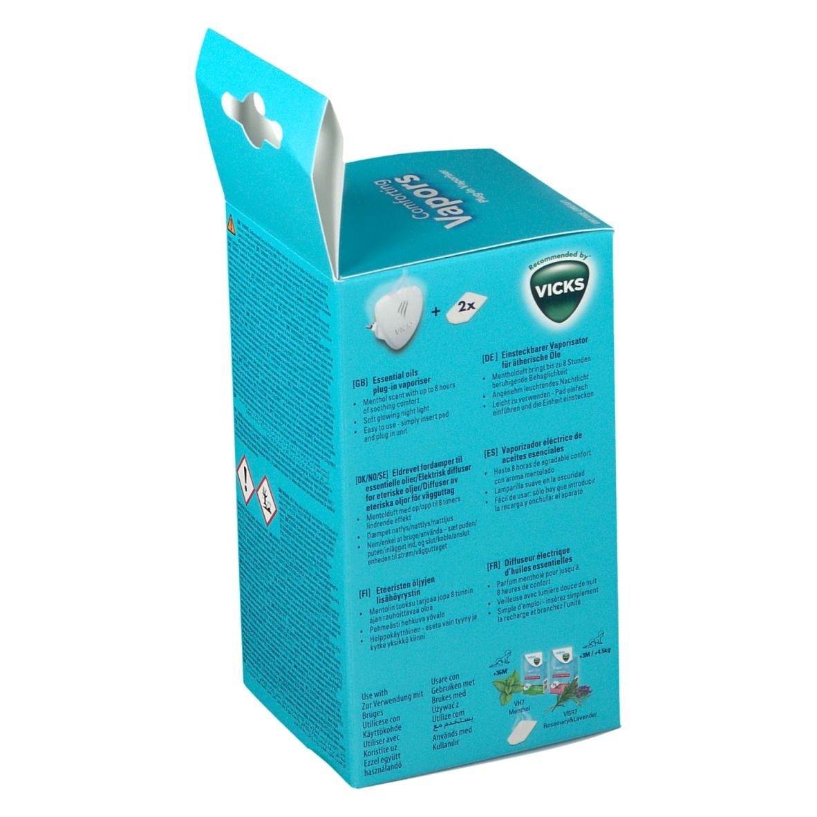 VICKS Comforting Vapors Menthol & Ätherische Öle Duftstecker mit Nachlicht
