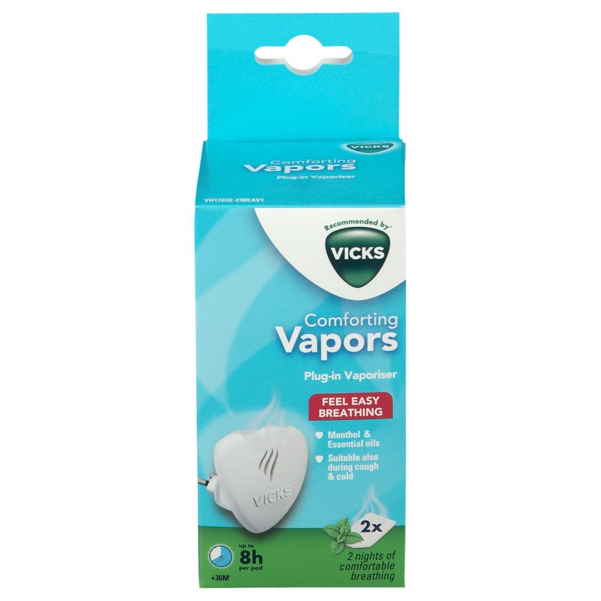 VICKS Comforting Vapors Menthol & Ätherische Öle Duftstecker mit Nachlicht