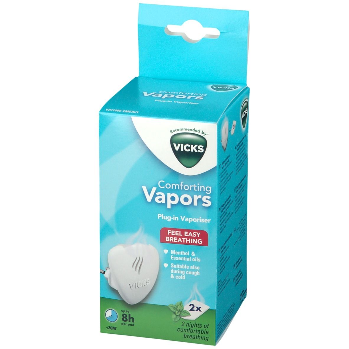 VICKS Comforting Vapors Menthol & Ätherische Öle Duftstecker mit Nachlicht