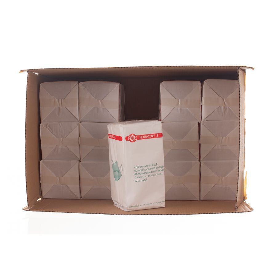 Carton de 10 paquets de compresses non tissées NOBATOP® 8, 10x10 cm.