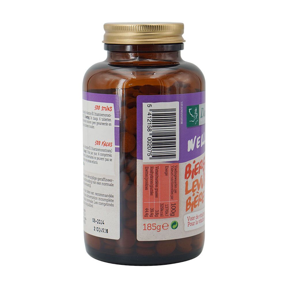 Dos du flacon avec capsules. Étiquette avec informations et code-barres. 185g.