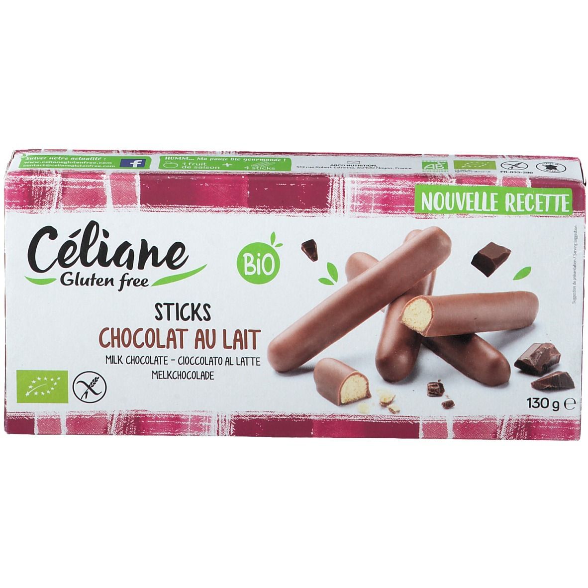 Céliane Sticks Chocolat au lait Bio