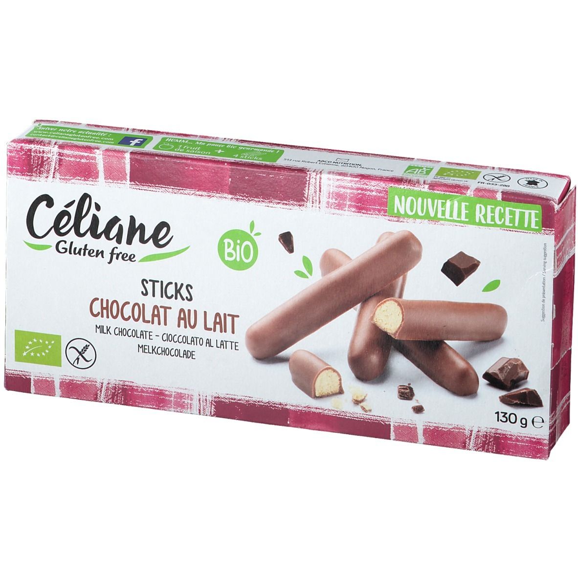 Céliane Sticks Chocolat au lait Bio