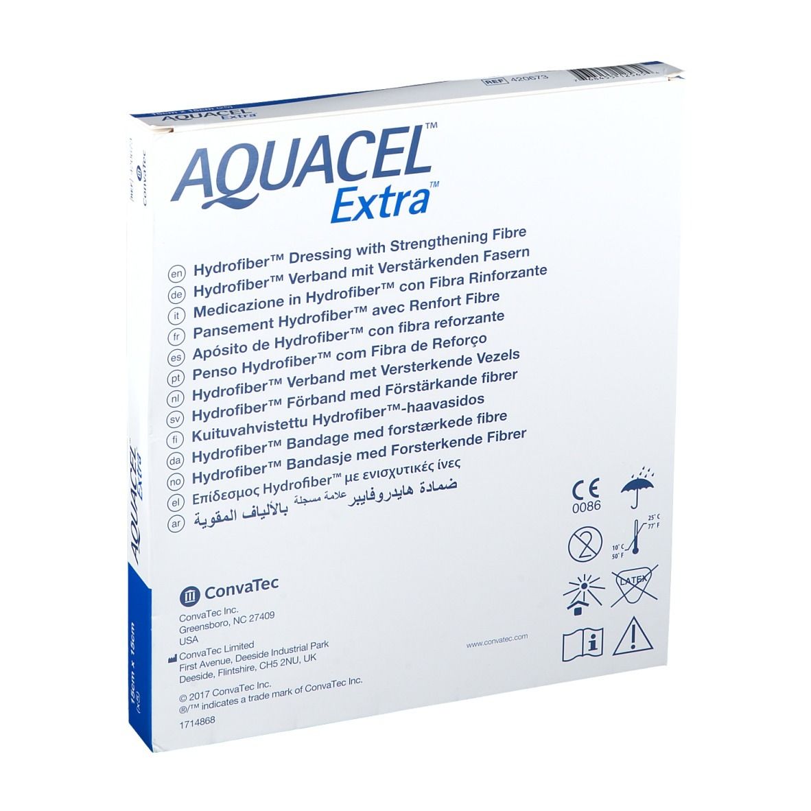 AQUACEL™ EXTRA™ Hydrofiber mit verstärkenden Fasern 15 x 15 cm
